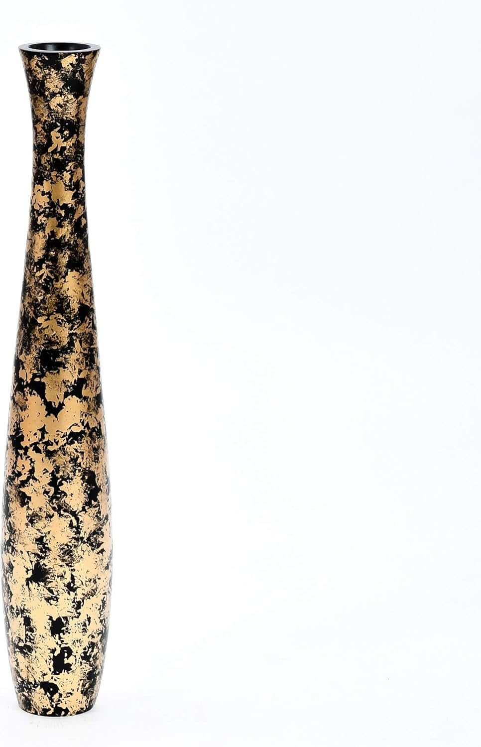 Gold Black Floor Vase 65cm Tall Wooden Decor for Pampas Grass