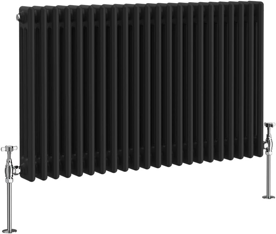 Black Cast Iron 3 Column Radiator 600x1012mm Central Heating Bathroom