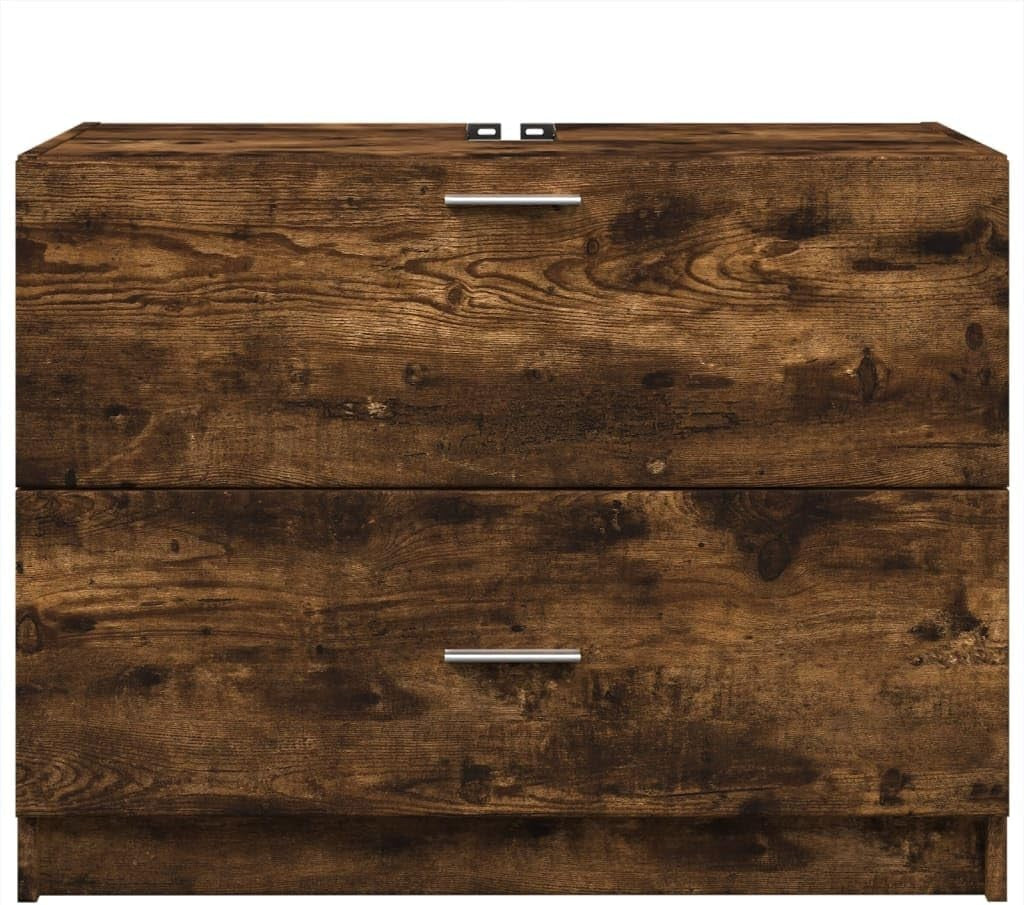 Smoked Oak Bathroom Sink Cabinet 78x37x59cm Modern Under Sink Vanity Storage
