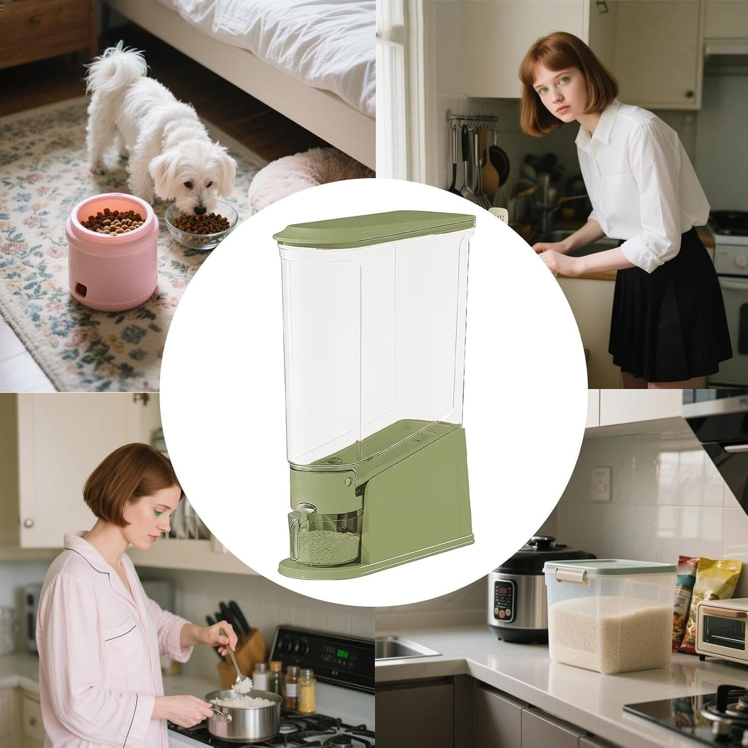 10KG Tall Airtight Rice Storage Dispenser w Cup