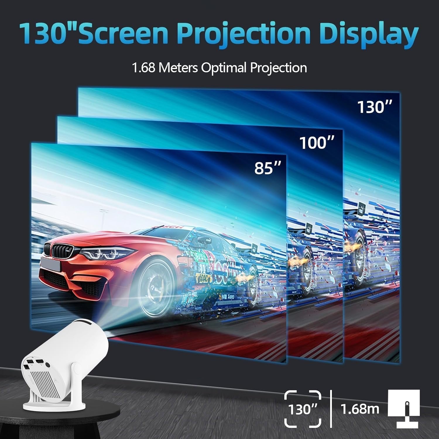1080P Smart Mini Projector WiFi 6 Bluetooth 180° Auto Keystone 4K