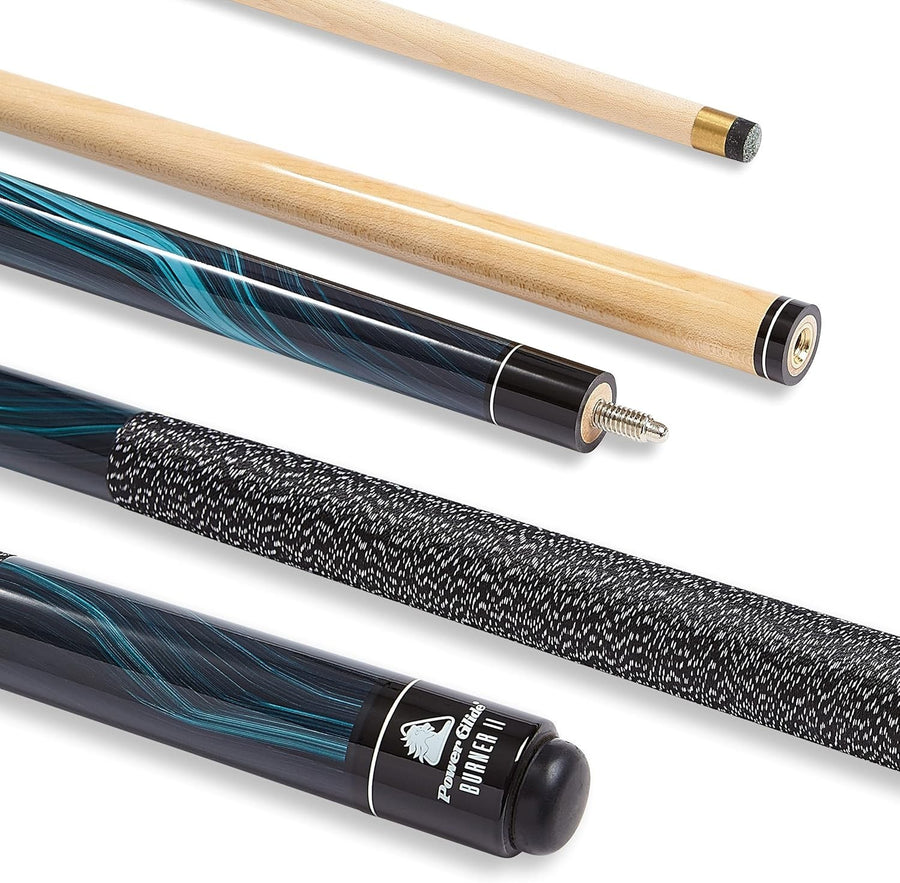 57in Pool Cue Maple Shaft Ramin Butt 10mm Tip 2pc Black