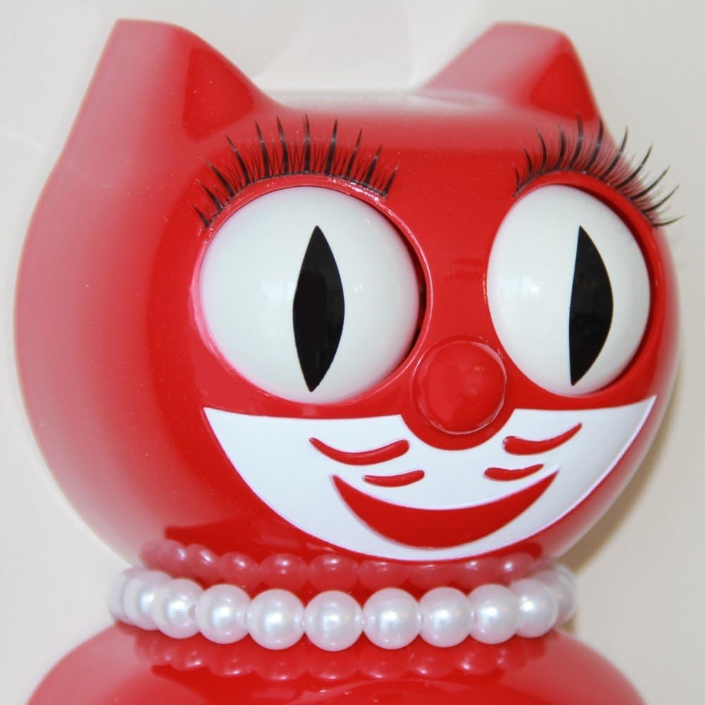 Retro Cherry Red Wall Clock Moving Eyes Tail Limited Vintage Style Gift