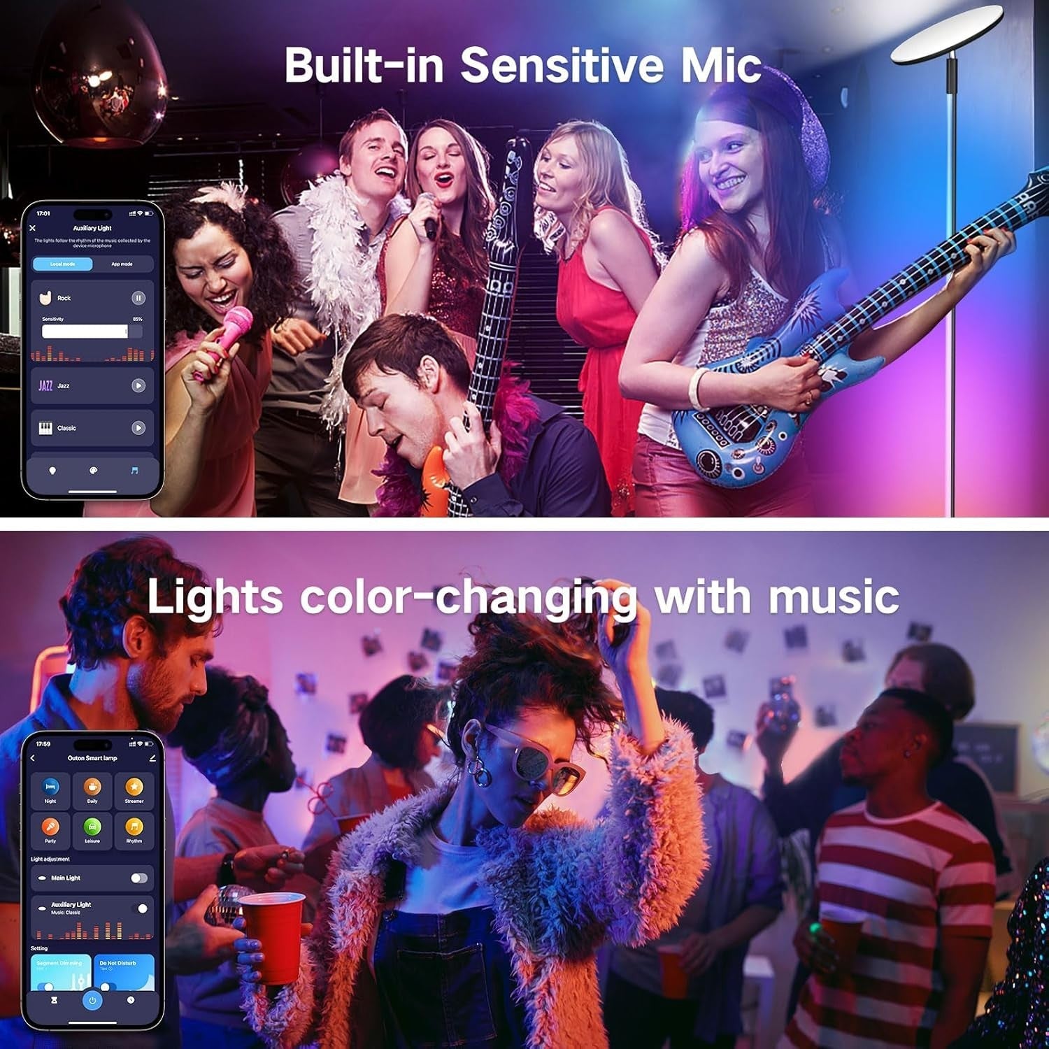 Smart RGBIC LED Floor Lamp 3000LM with WiFi, Music Sync & App Control