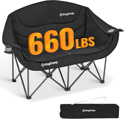 660lbs Heavy Duty Folding Camping Sofa Chair 2 Seater Outdoor Padded