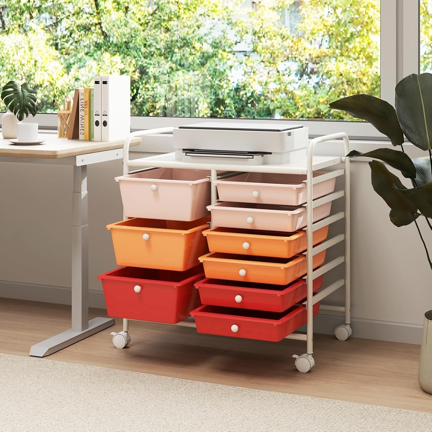9 Drawer Rolling Storage Cart Macaron Utility Organizer Trolley
