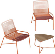 3pc Outdoor Rattan Bistro Chairs with Side Table Modern Balcony Garden Set
