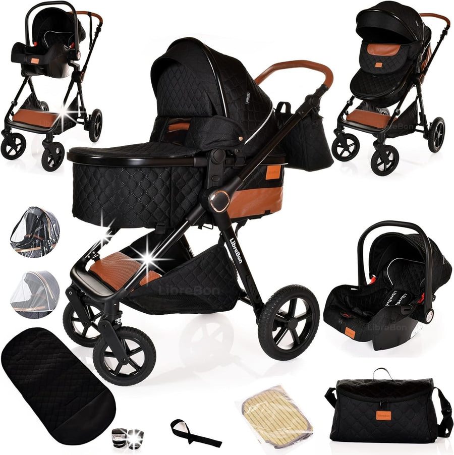 3 in 1 Baby Pram Pushchair Lightweight Folding Travel System from Birth