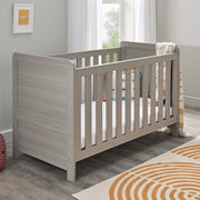 Convertible Baby Cot Bed Toddler Bed White Wash Adjustable Height Teething Rails