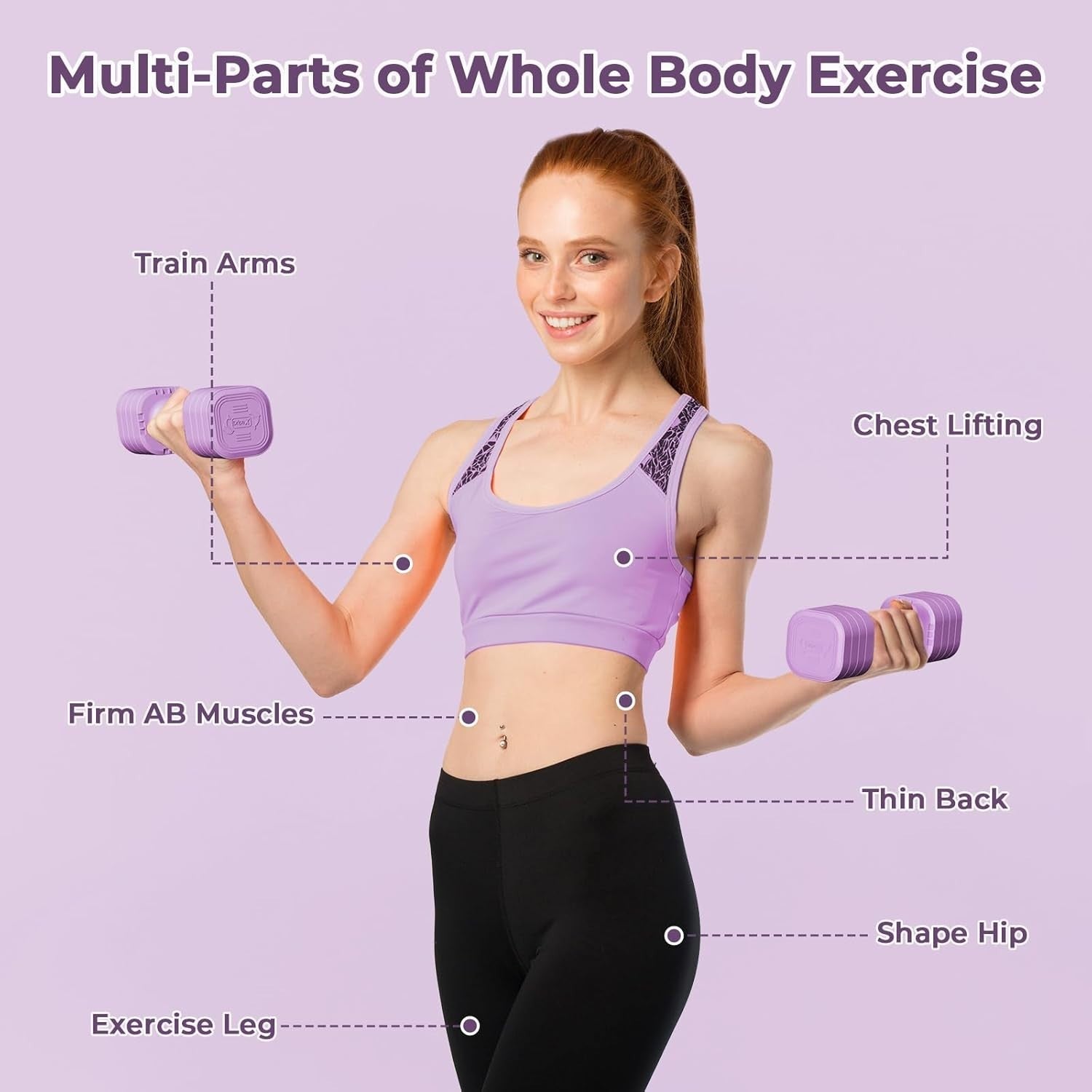 Adjustable Dumbbells 2.5KG Pair 4-in-1 Compact Non-Slip Fitness