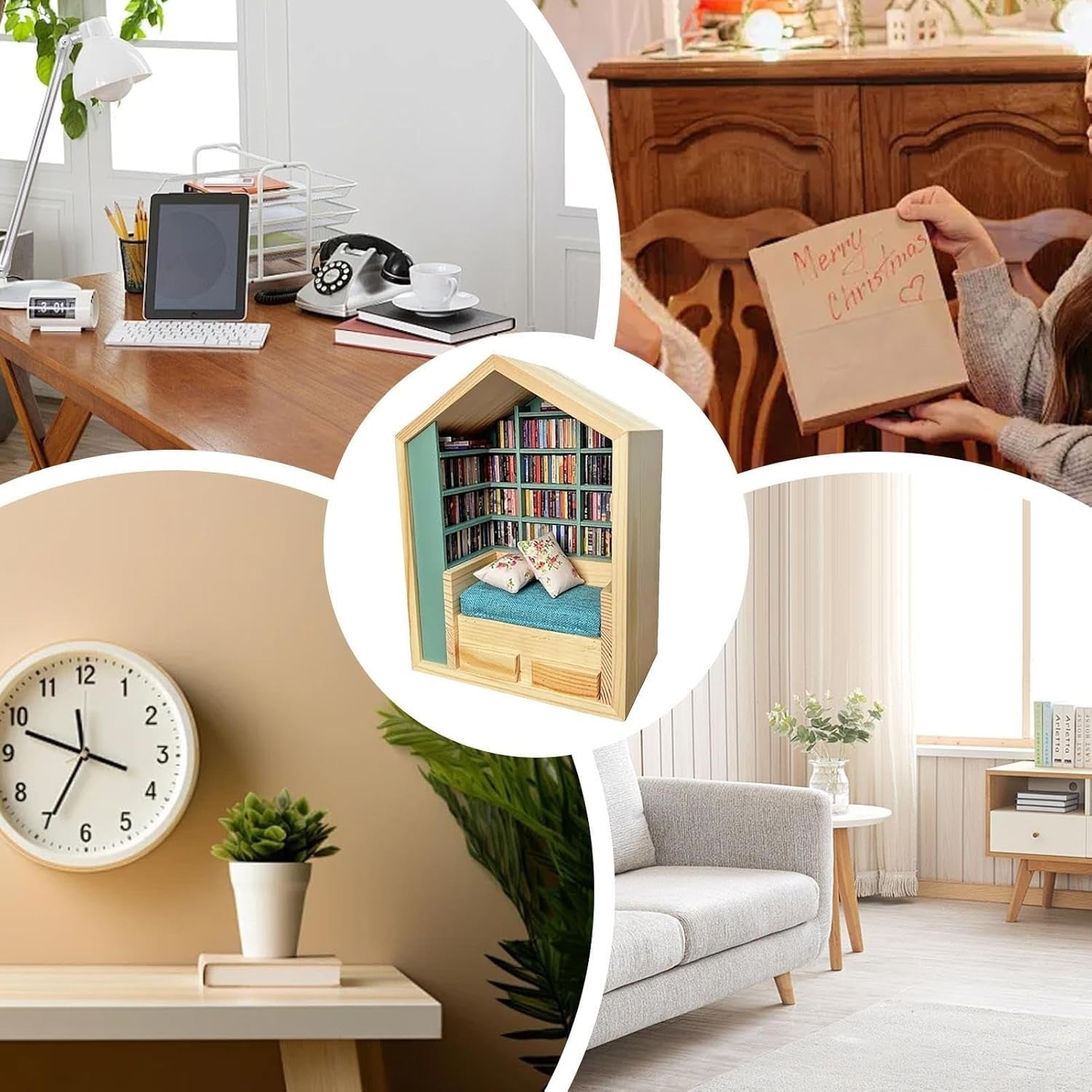 Wooden Mini Bookshelf Stress Reliever Decorative Small Bookcase Nook Shelf