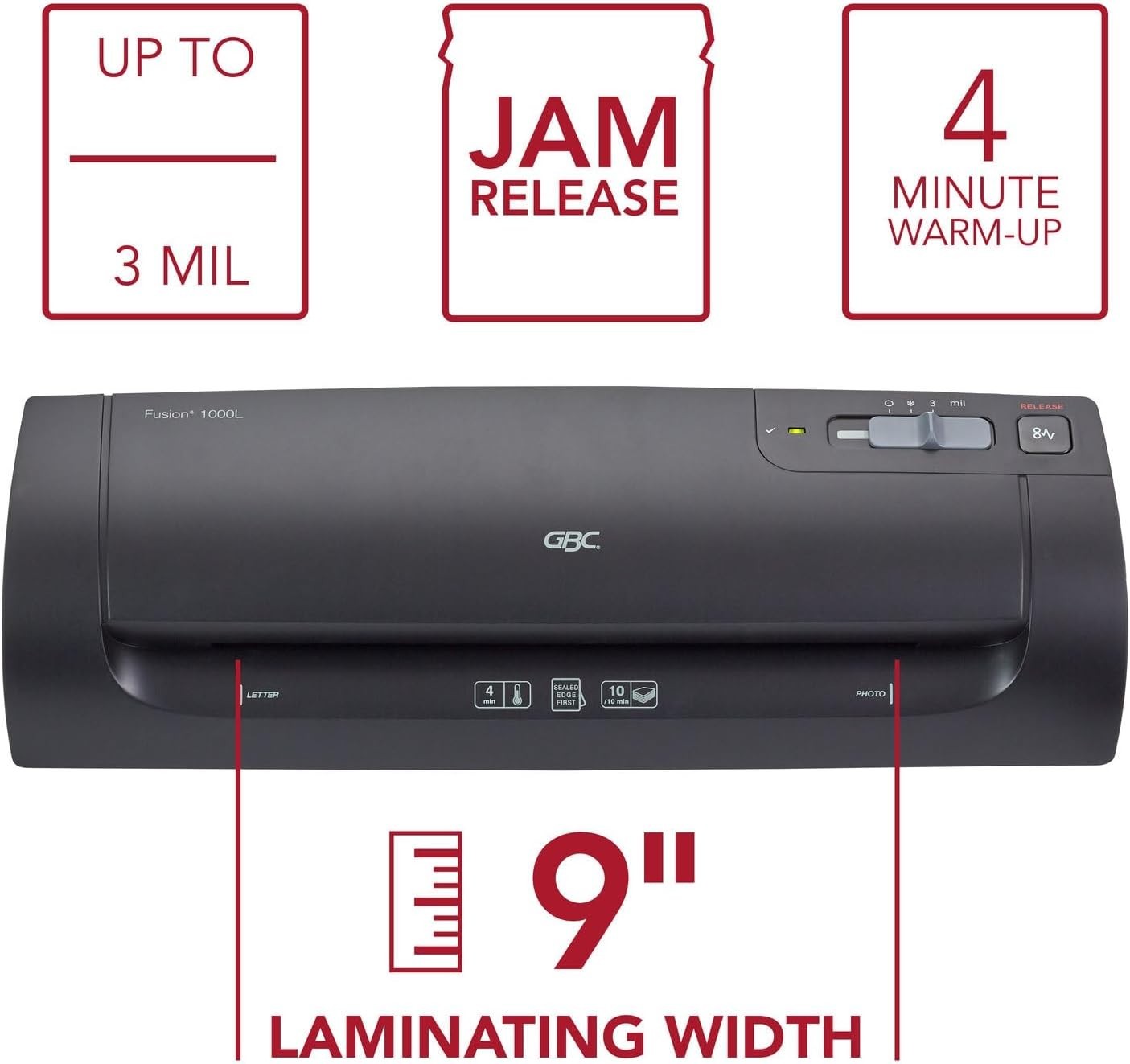 9” Thermal Laminator Easy One-Touch Use Fast Warm-Up + 10 Pouches