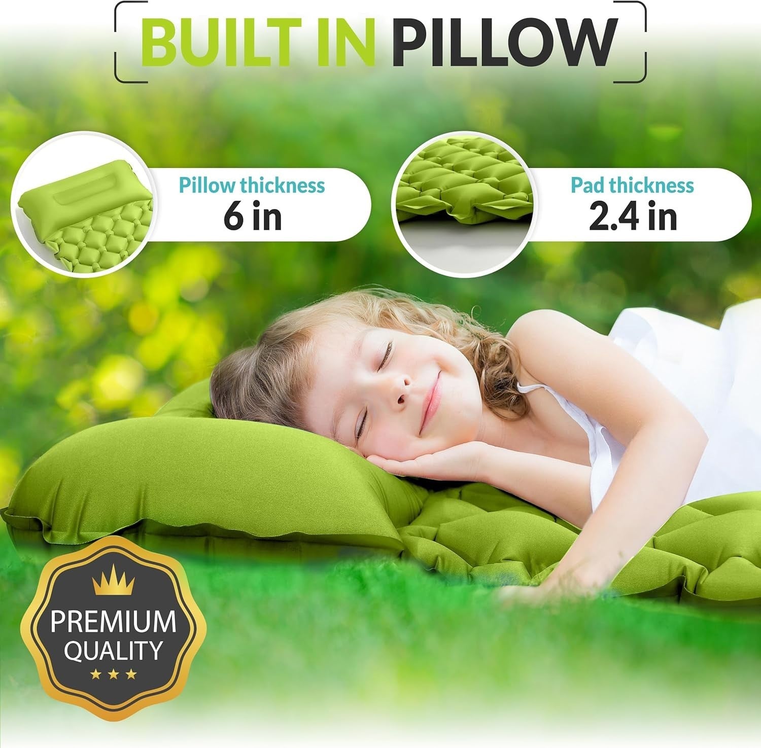 Kids Inflatable Sleeping Mat with Pillow – Portable Camping & Travel Bed