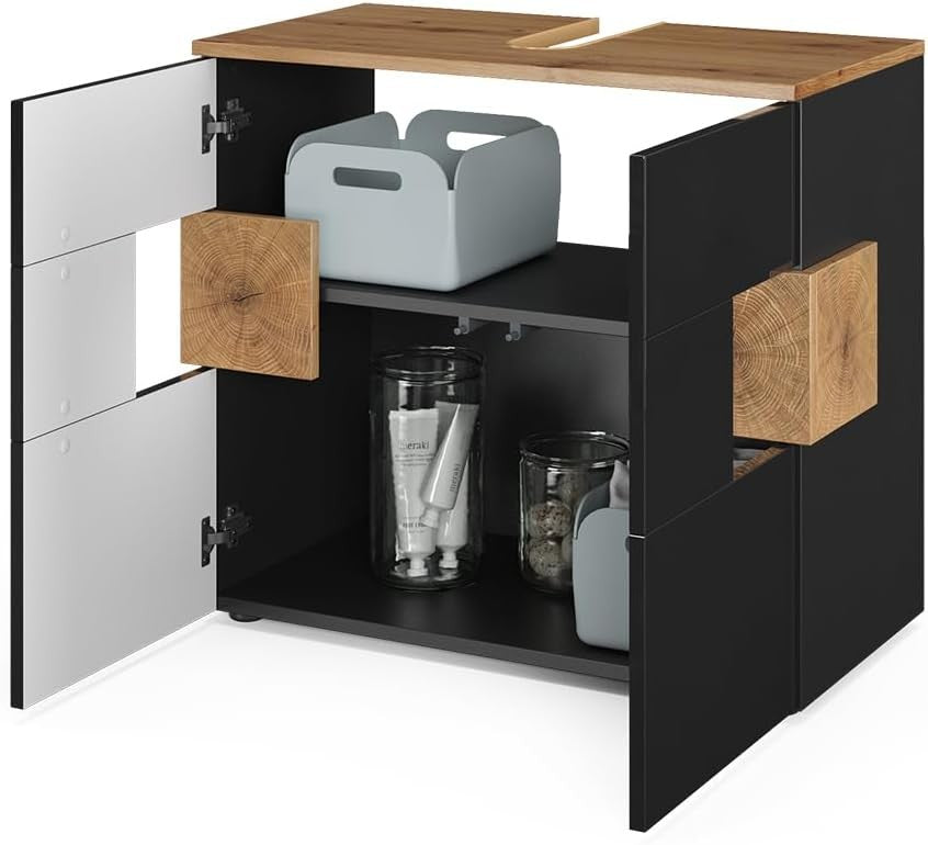 Modern Anthracite Oak Bathroom Vanity Cabinet 73cm Sink Storage Unit Cupboard