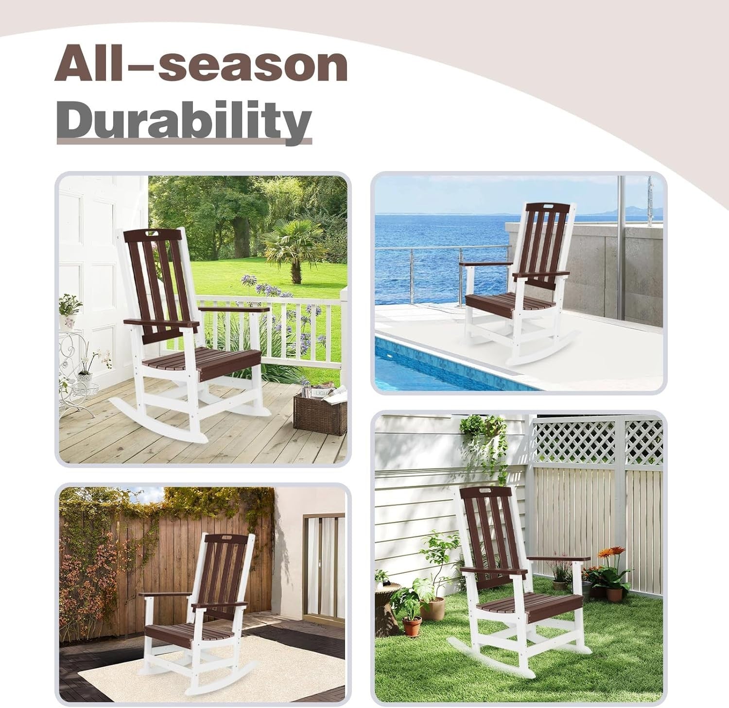 Outdoor Ergonomic Rocking Chair with Weatherproof HDPE – Patio & Porch
