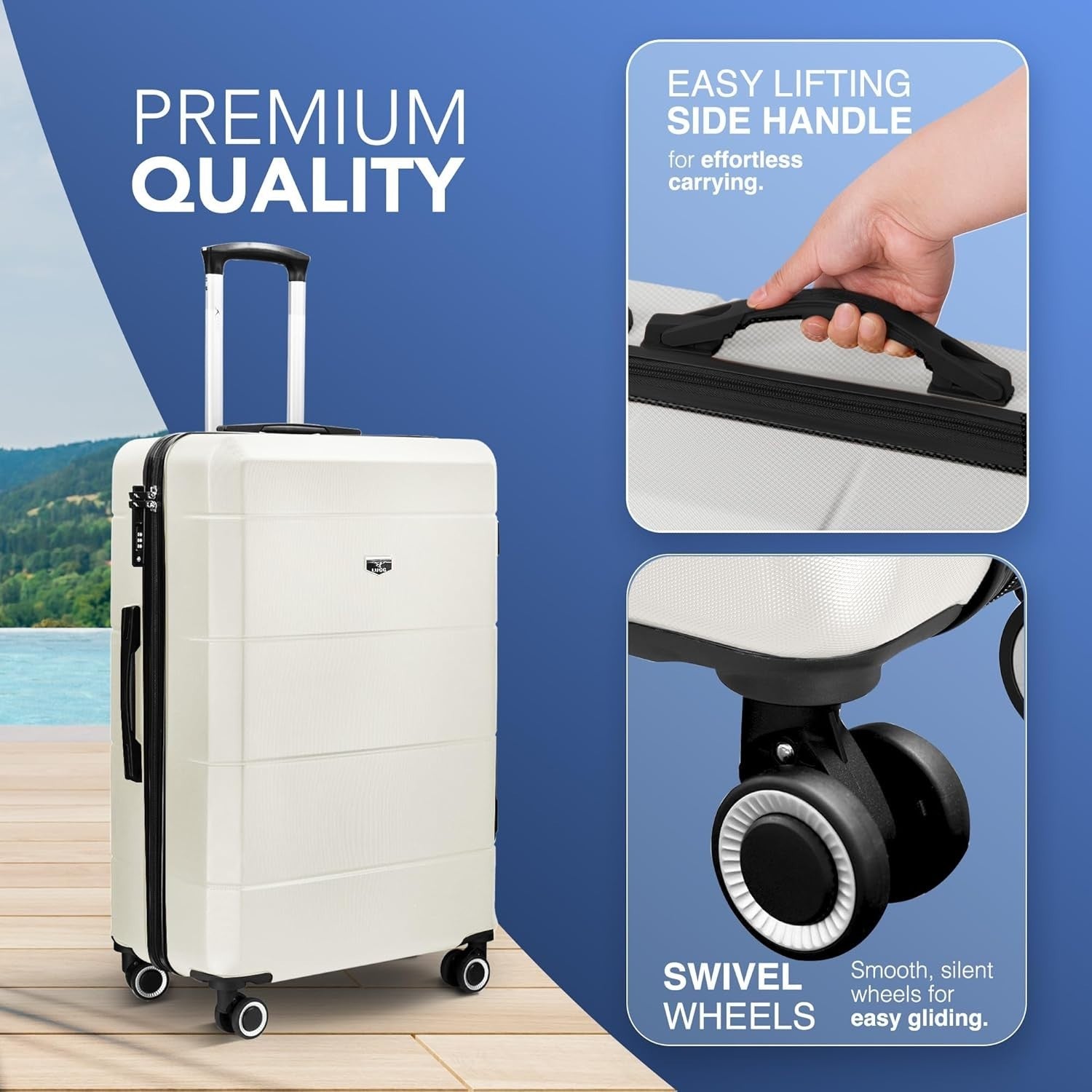 Extra Large 28” Checked Suitcase ABS Hard Shell 4 Wheel Spinner TSA