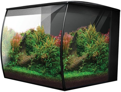 57L Curved Glass Aquarium Kit With LED Light Filter Modern Fish Tank
