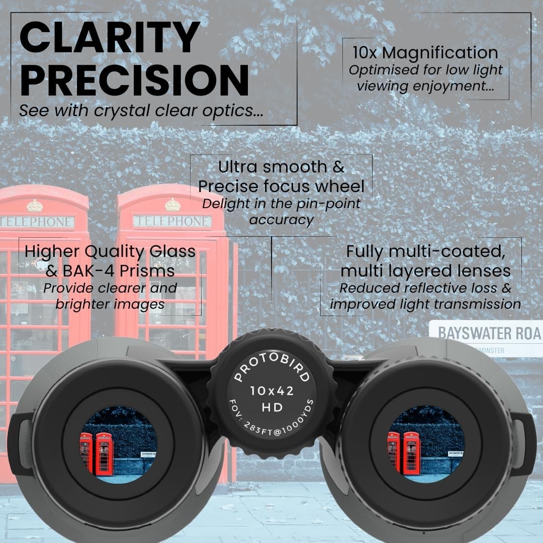 10x42 Waterproof HD Binoculars High Power Wide View for Bird Watching Hiking