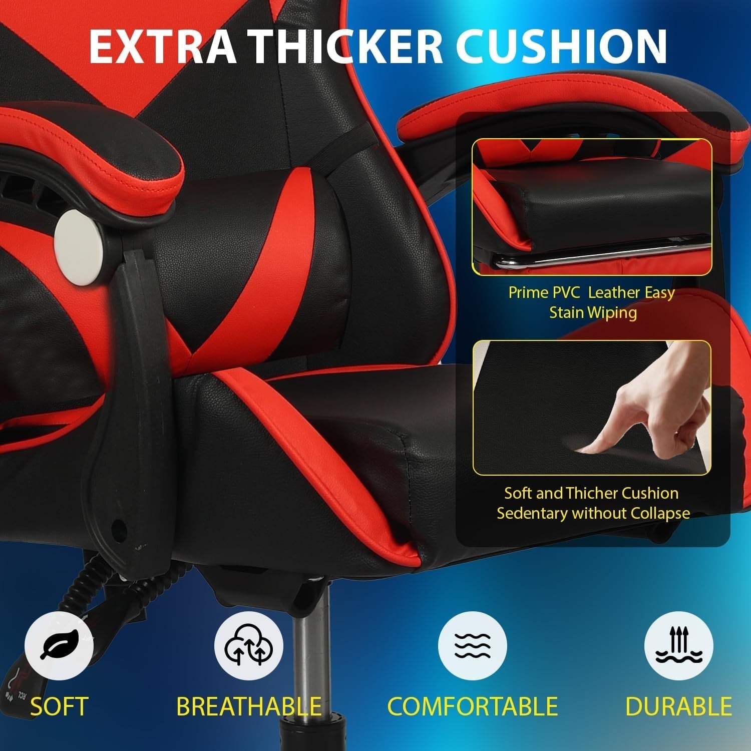 Big & Tall Gaming Chair Oversized High Back Faux Leather PC Video Game Seat