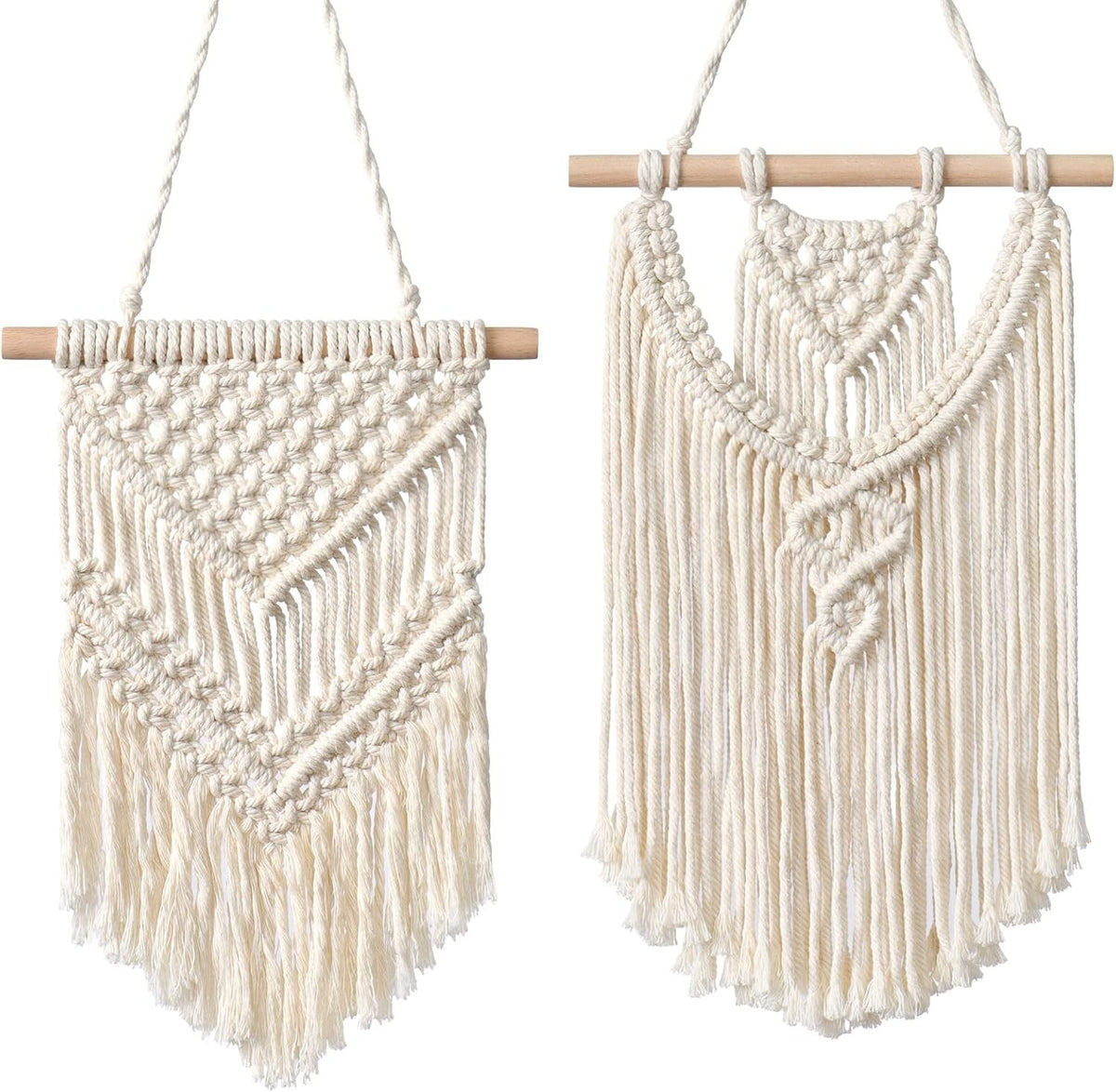 Boho Macrame Wall Hanging 2pcs Cotton Woven Tapestry Decor