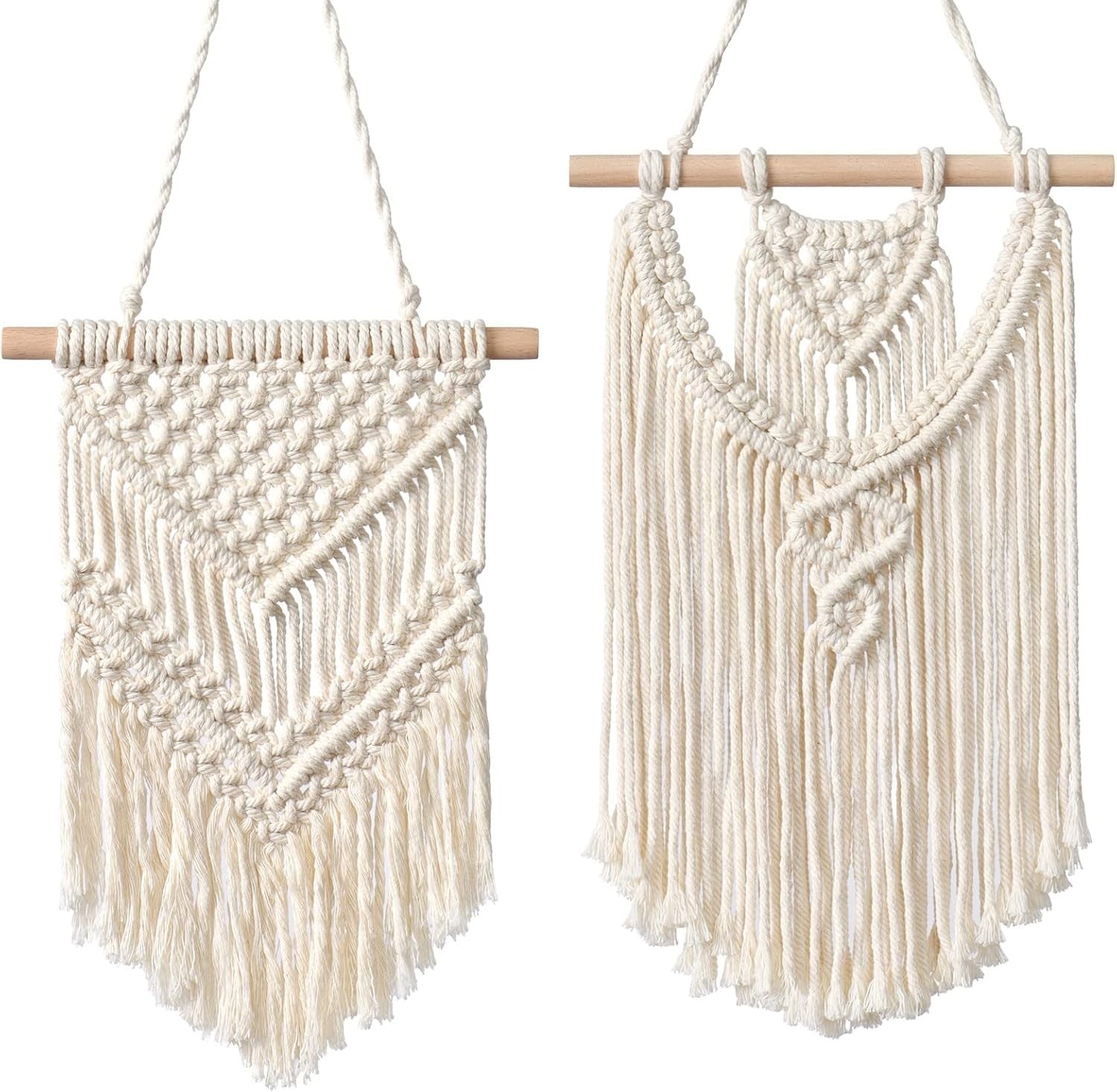 Boho Macrame Wall Hanging 2pcs Cotton Woven Tapestry Decor