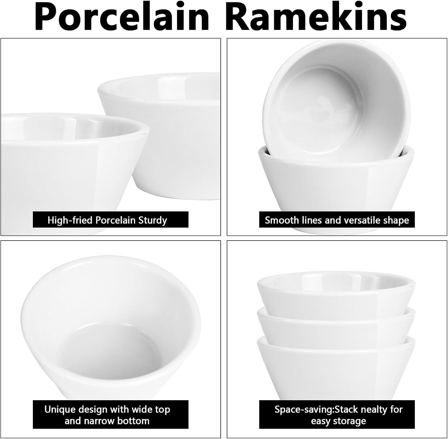 18 Pcs Porcelain Bowls 240ml Small Dessert Soup Ice Cream Microwave Safe