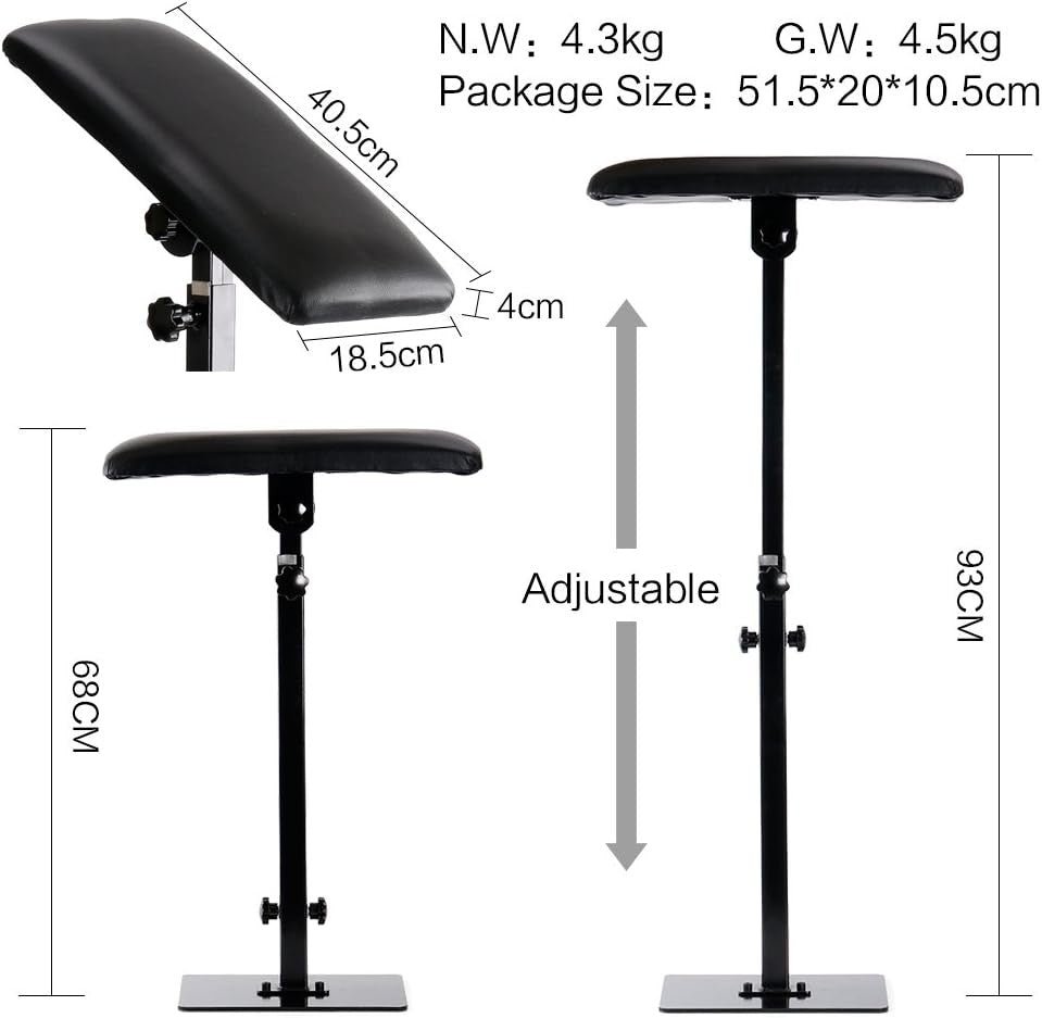 Adjustable Tattoo Armrest Stand Padded Support Height Adjustable Studio