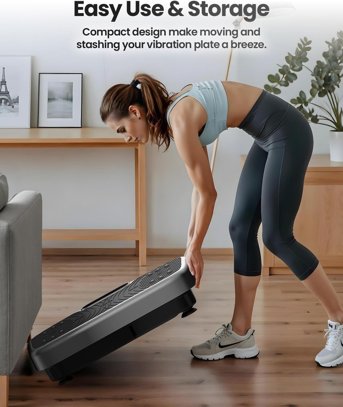 Grey Vibration Plate Exercise Machine 200 Speeds 450lb Lymphatic Drainage