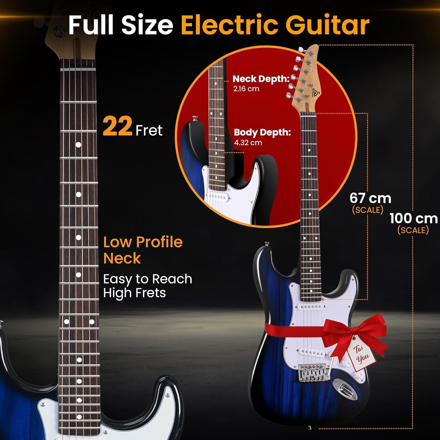 Full Size Electric Guitar Kit 97cm Beginner Set w/ 5W Amp & Bag