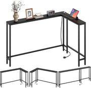 Slim L-Shaped Console Table with USB & Power Outlet – Narrow Space Saver