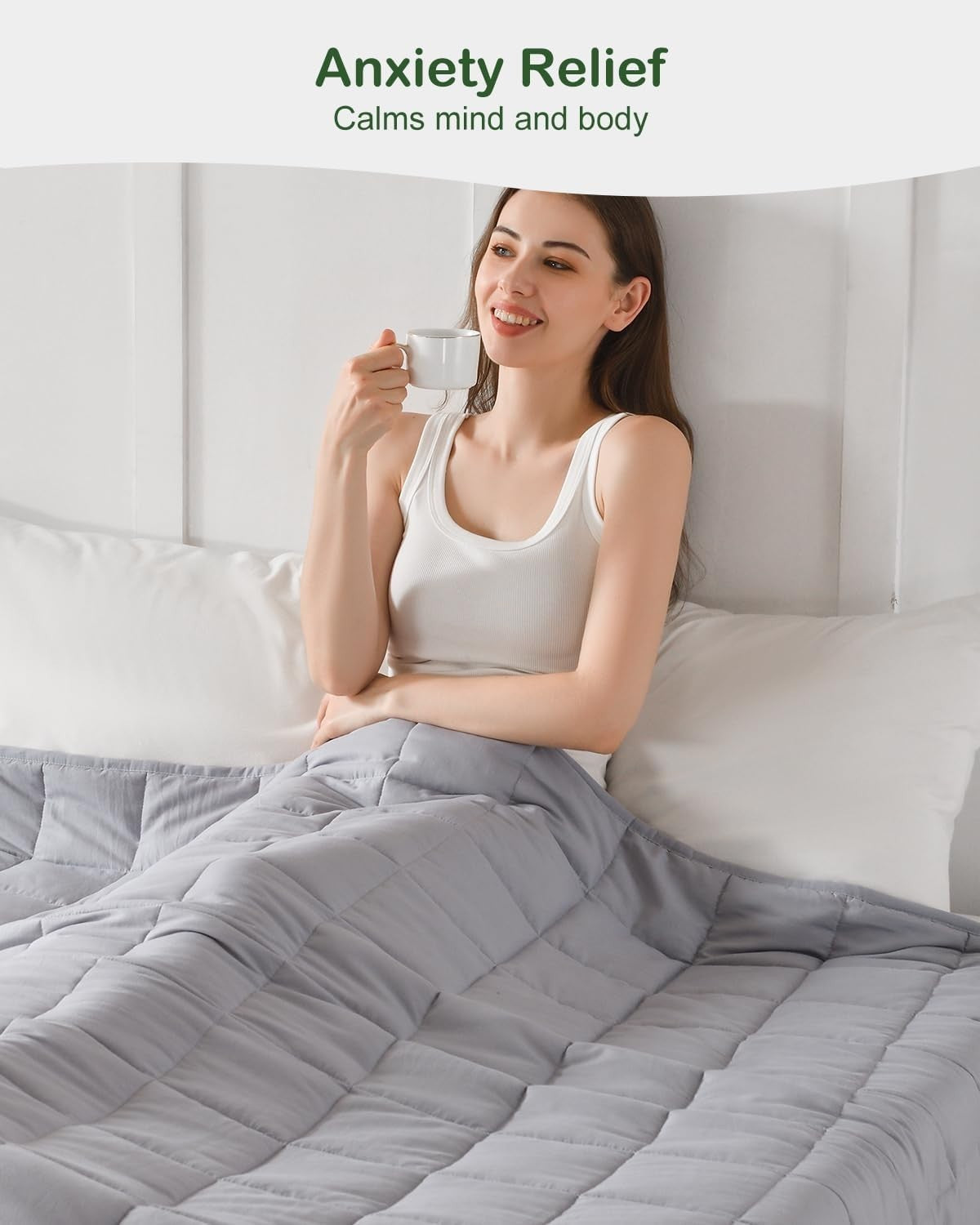 Weighted Blanket Grey 7kg 150x200cm Soft Breathable Heavy Comfort