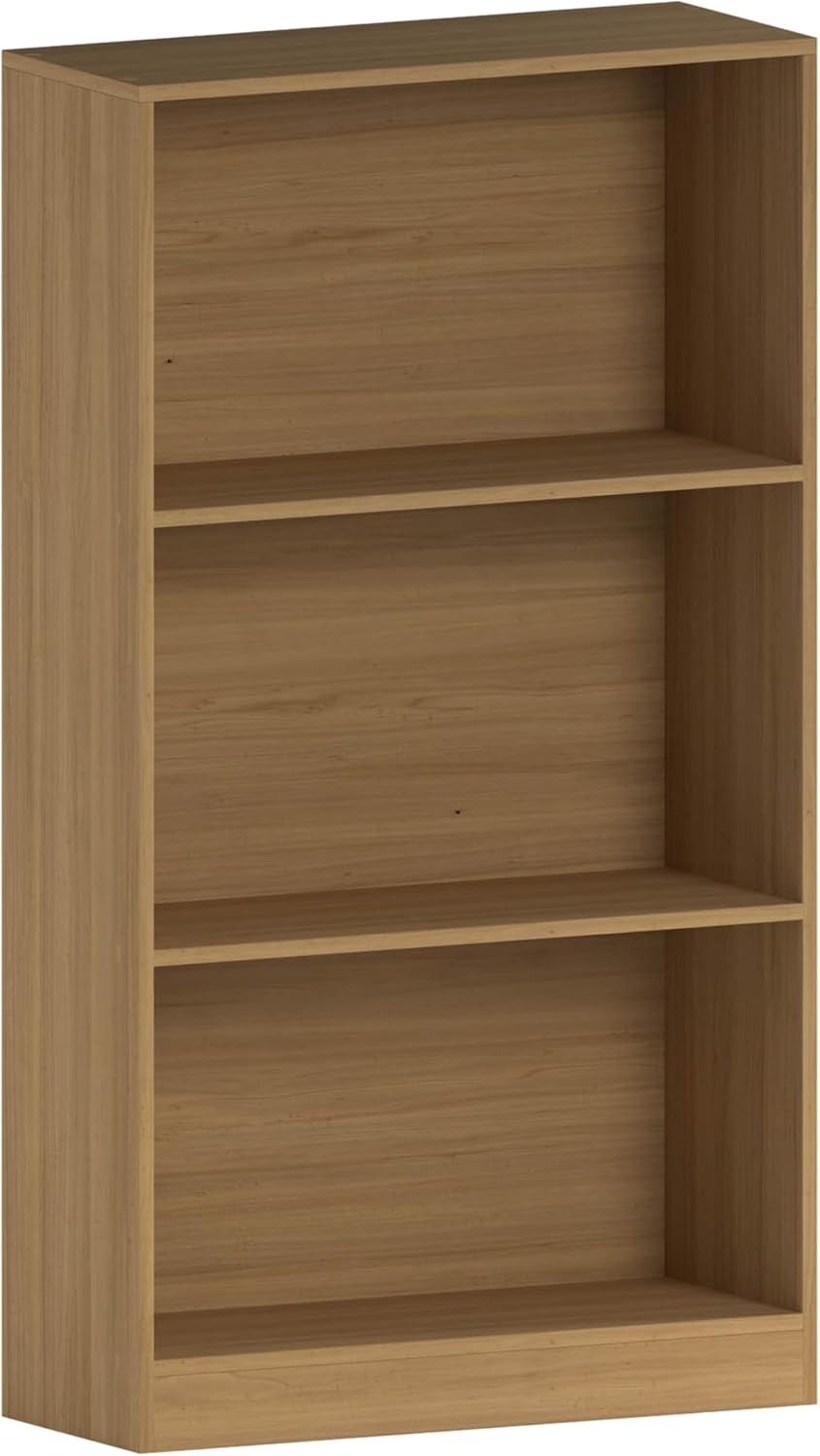 3 Tier Oak Wooden Bookcase Modern Storage Display Shelf for Living Room Medium