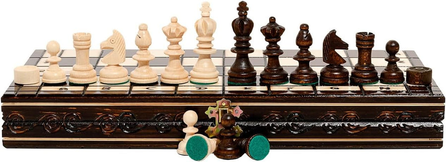 2in1 Wooden Chess & Checkers Set 35cm | Foldable Board | Luxury Handcrafted