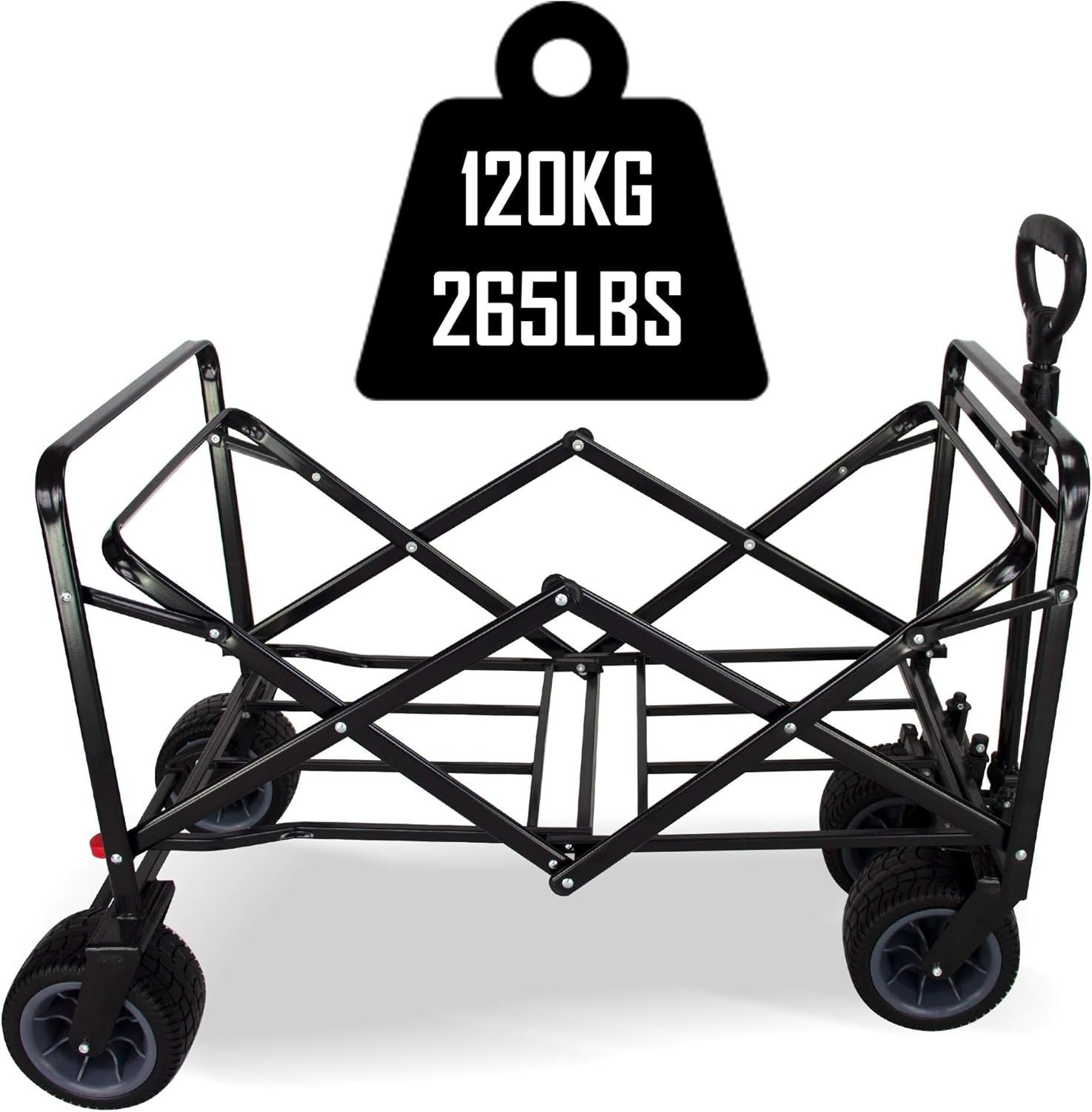 Collapsible Garden Wagon Cart 265lb Capacity All-Terrain Folding Utility Trolley