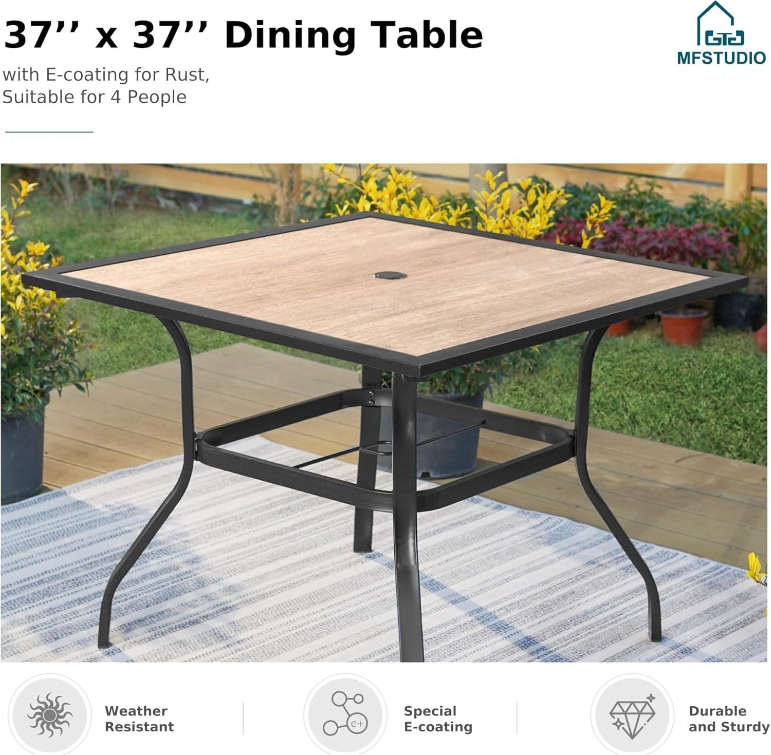 37" Outdoor Rattan Dining Set Table Chairs Garden Patio Bistro Furniture