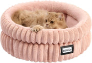Round Plush Cat Bed 50cm Washable Faux Fur Kitten Puppy Bed Non Slip