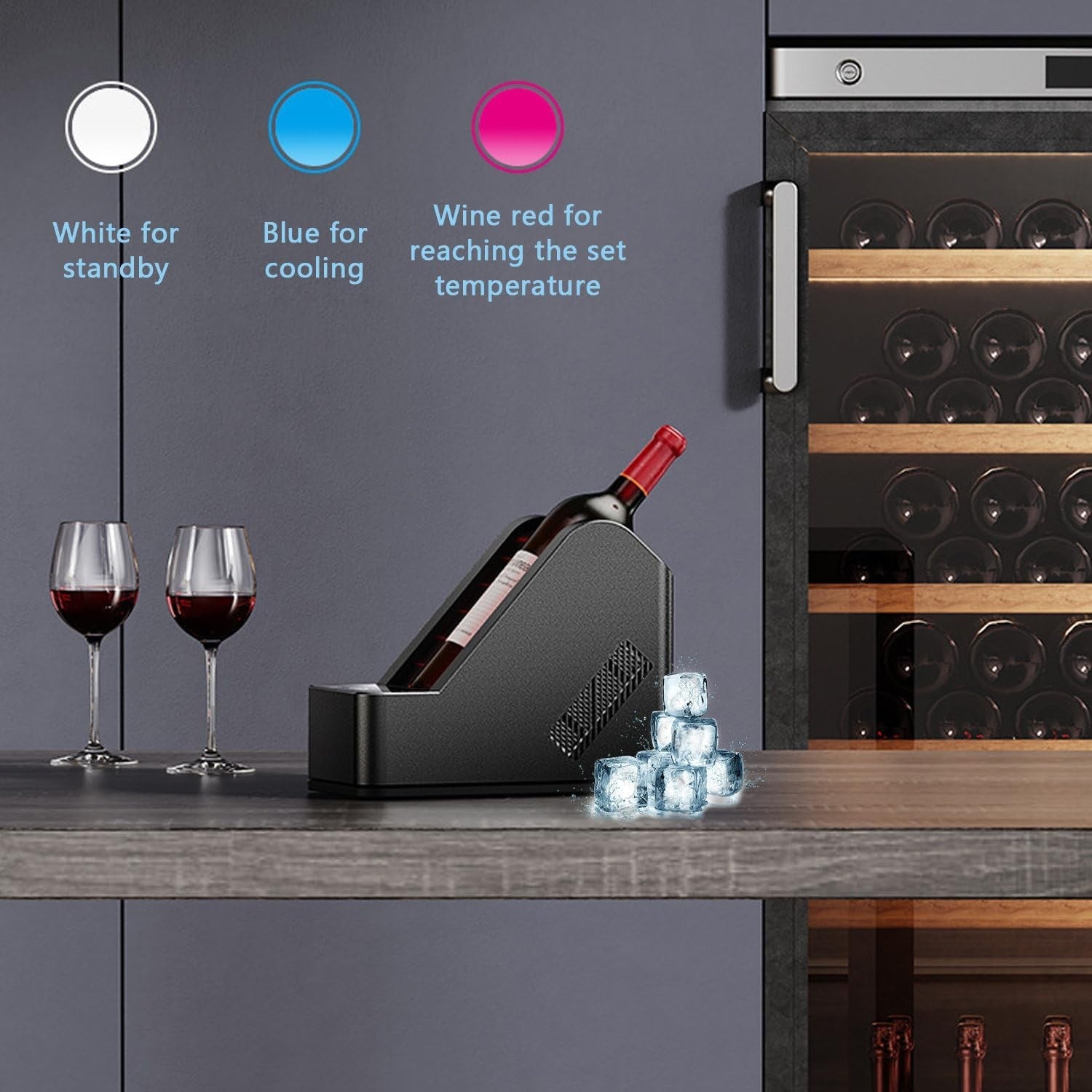 Electric Wine Chiller Single Bottle Cooler Digital Display Stainless Steel