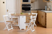 4-Seater Butterfly Dining Set White Pine Folding Chairs Space-Saving