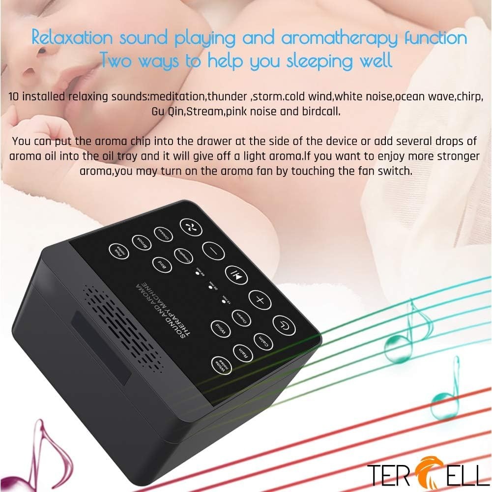 2-in-1 White Noise & Aroma Sleep Machine | 10 Nature Sounds, Touch, Portable