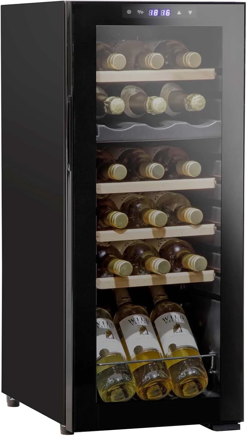 Dual Zone Wine Cooler Fridge Touch Screen LED Glass Door 18 Bottle Black