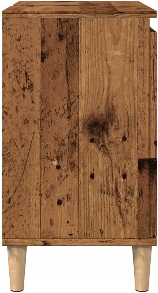 Old Wood Under Sink Bathroom Cabinet – Rustic Vanity Storage Unit 58x33x60cm