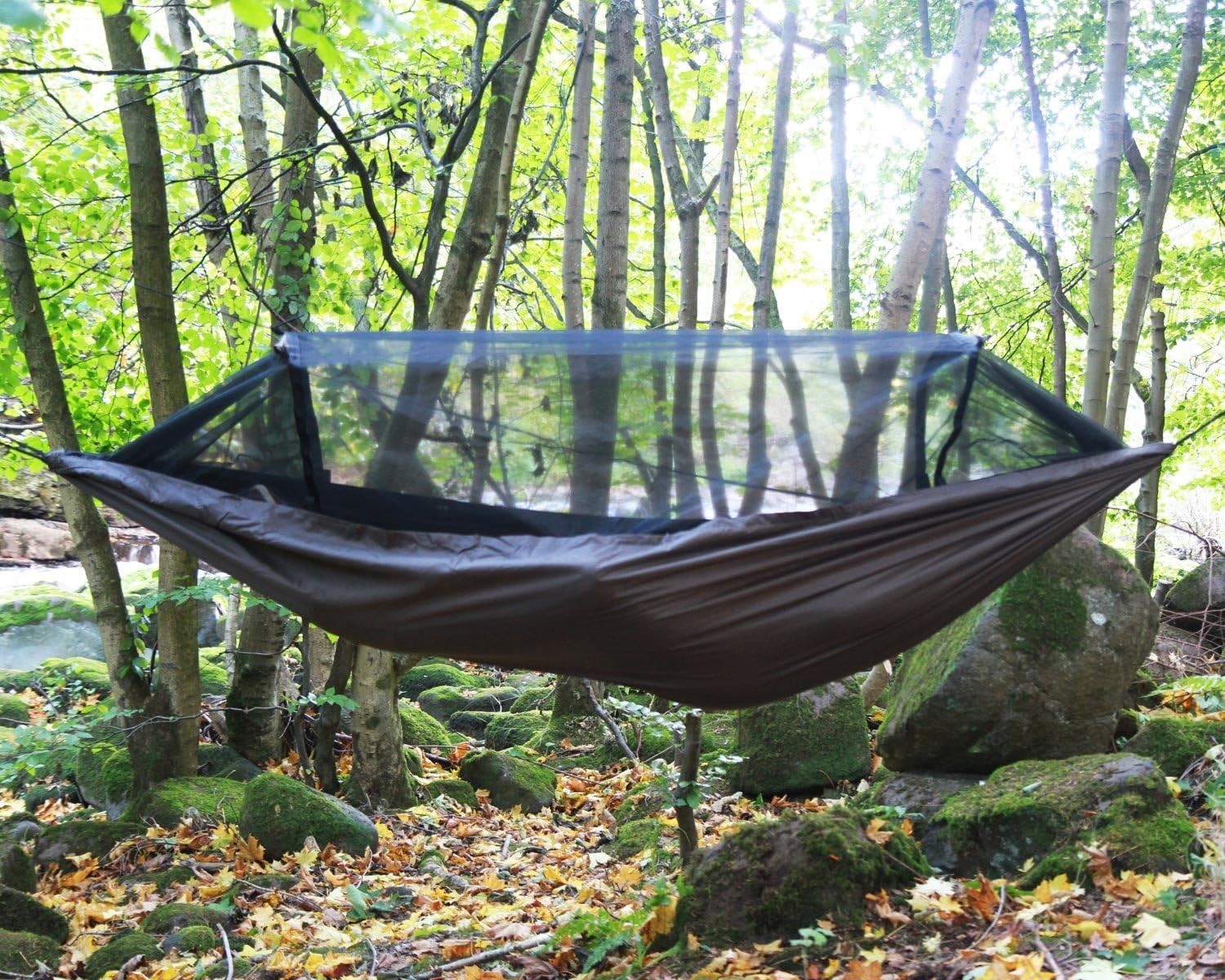 Camping Hammock with Mosquito Net Waterproof Floor Ultra-Light Ground Shelter