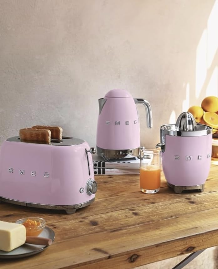 Retro Electric Citrus Juicer Auto Start Drip Free Spout Compact Pink