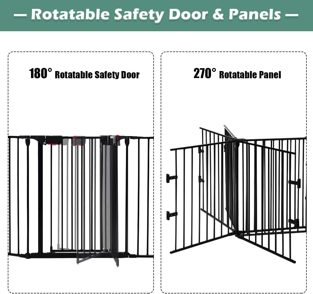 Metal Baby Safety Playpen Black Auto Close Gate Fireplace Pet Fence