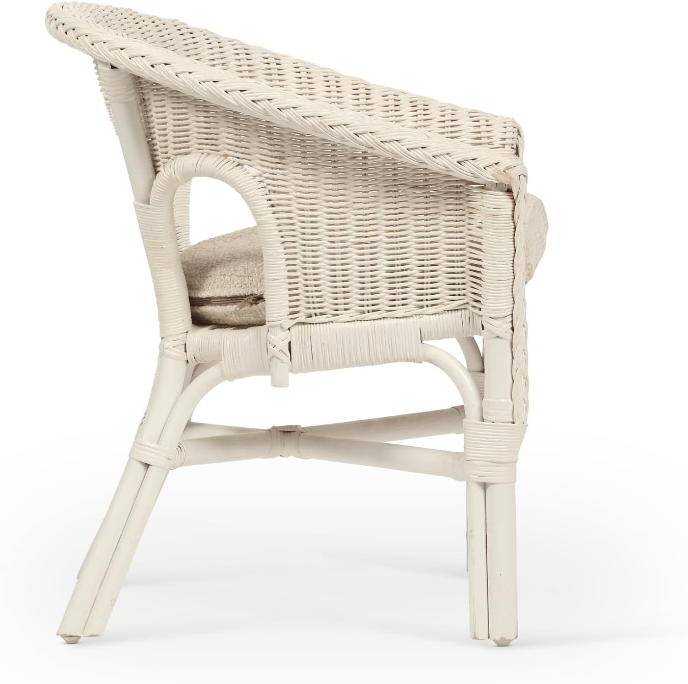 Kids Wicker Chair with Cushion Indoor Rattan Children’s Armchair White