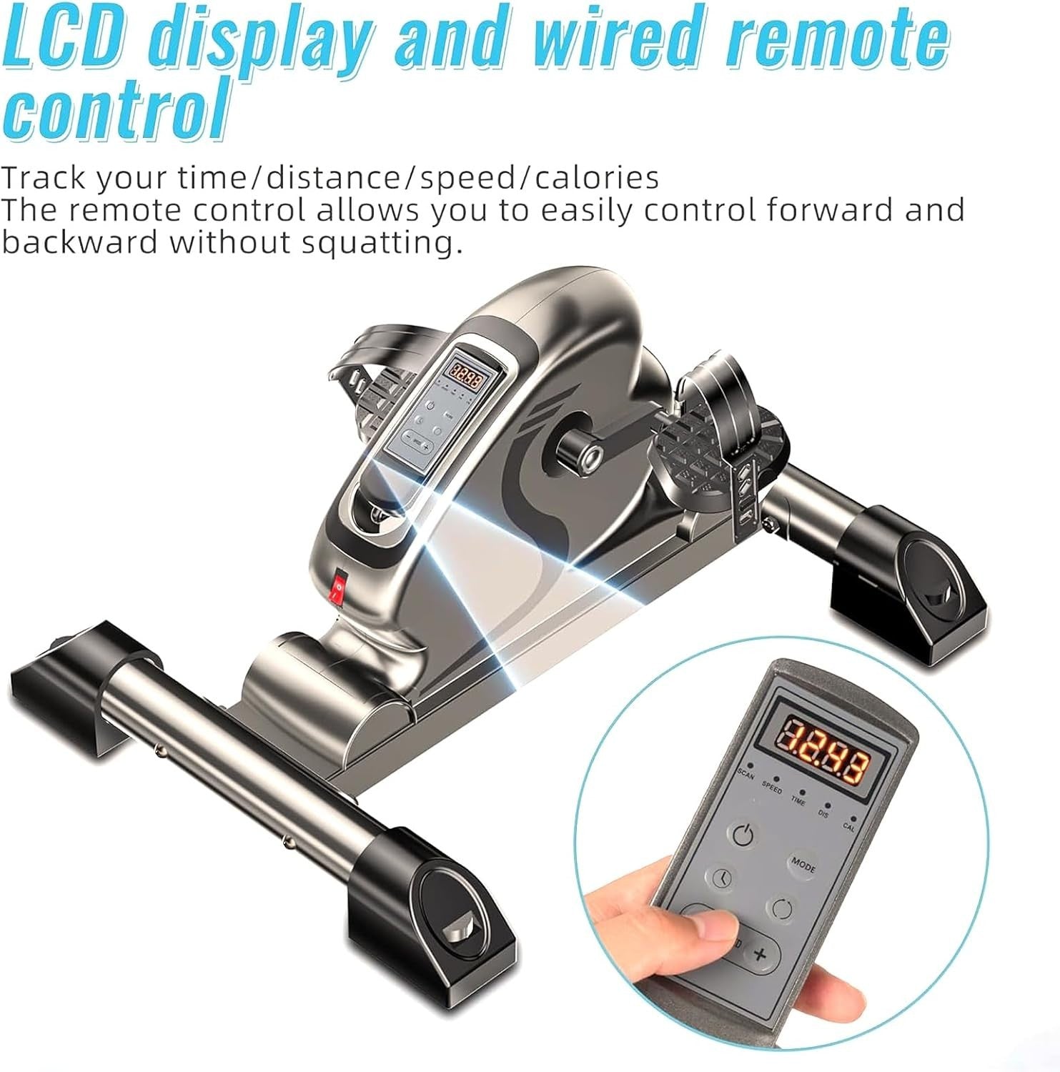 Electric Seated Pedal Exerciser 10 Speed Remote LCD Rehab