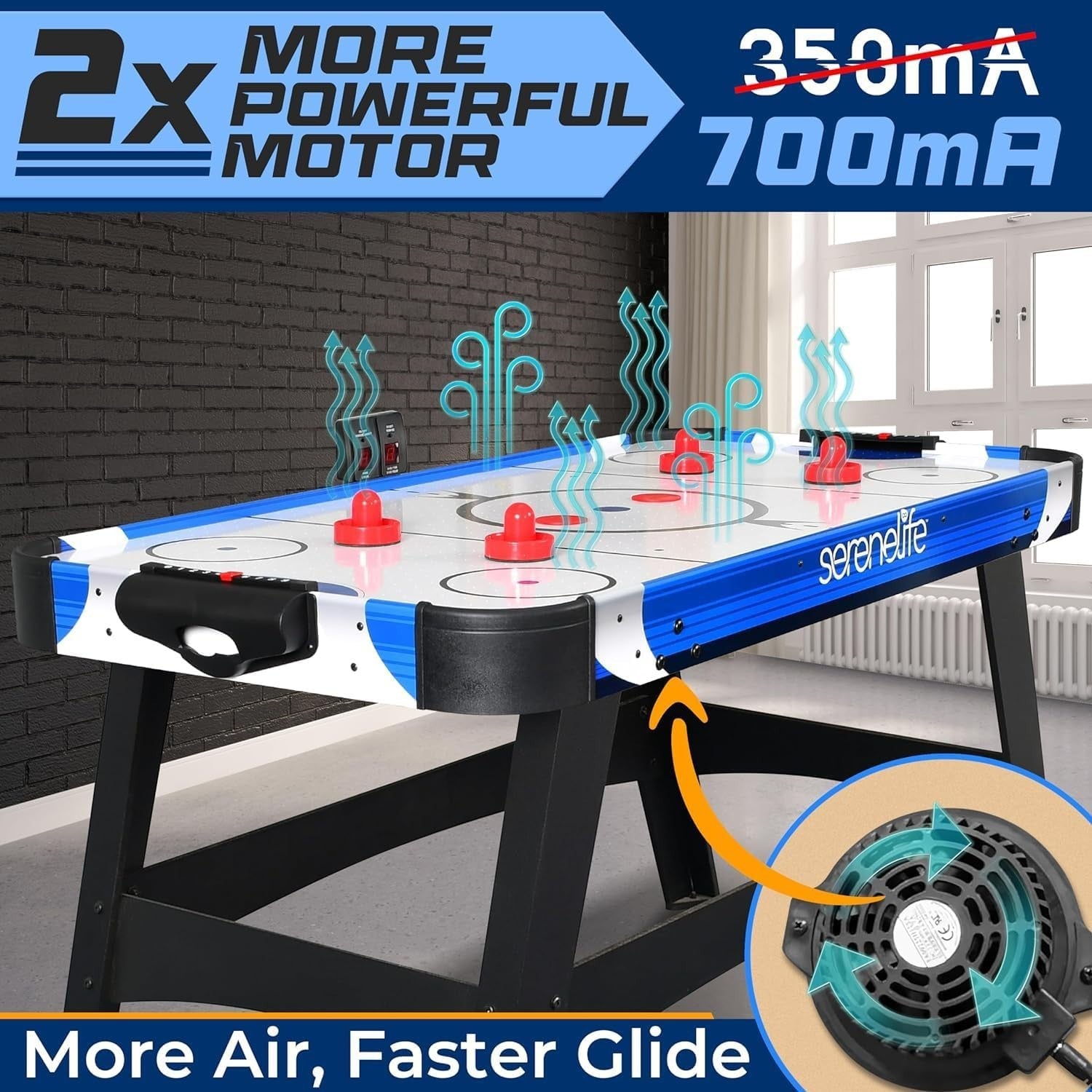 4.5ft Air Hockey Table LED Scoreboard 12V Motor 2–4 Players