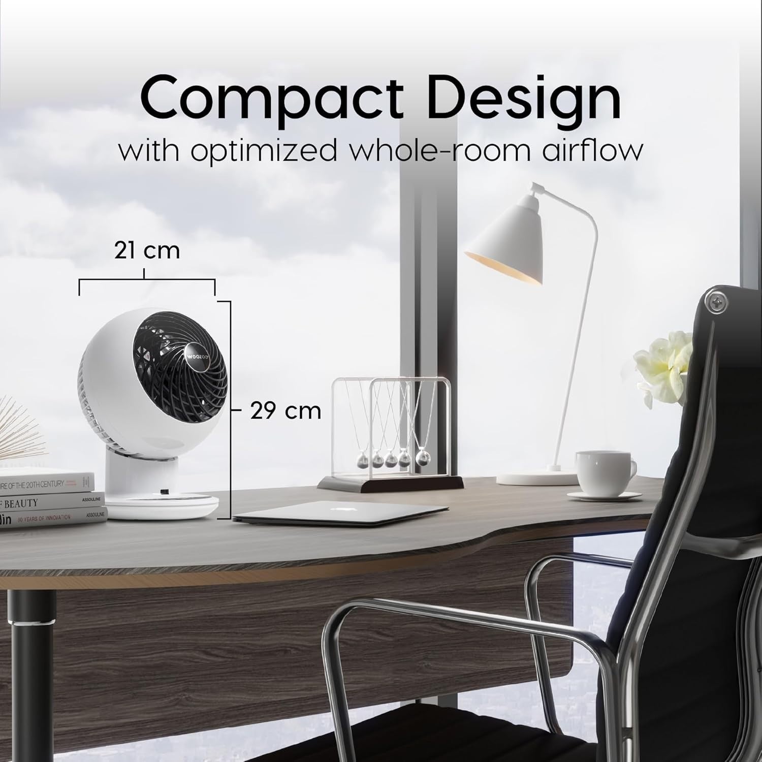 30㎡ Table Fan – 5-Speed Quiet Oscillating Desk Air Circulator w/ Remote Control
