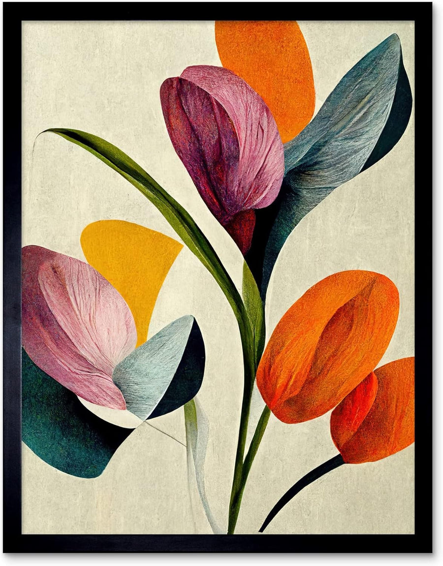 Abstract Floral Canvas Wall Art 12x16in Modern Boho Bouquet Print