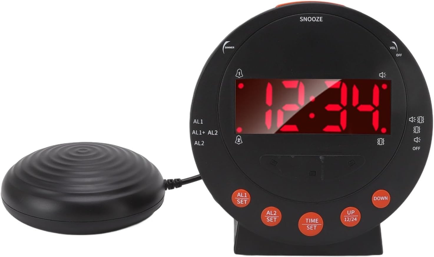 Loud Vibrating Alarm Clock Bed Shaker Flashing Light Heavy Sleepers